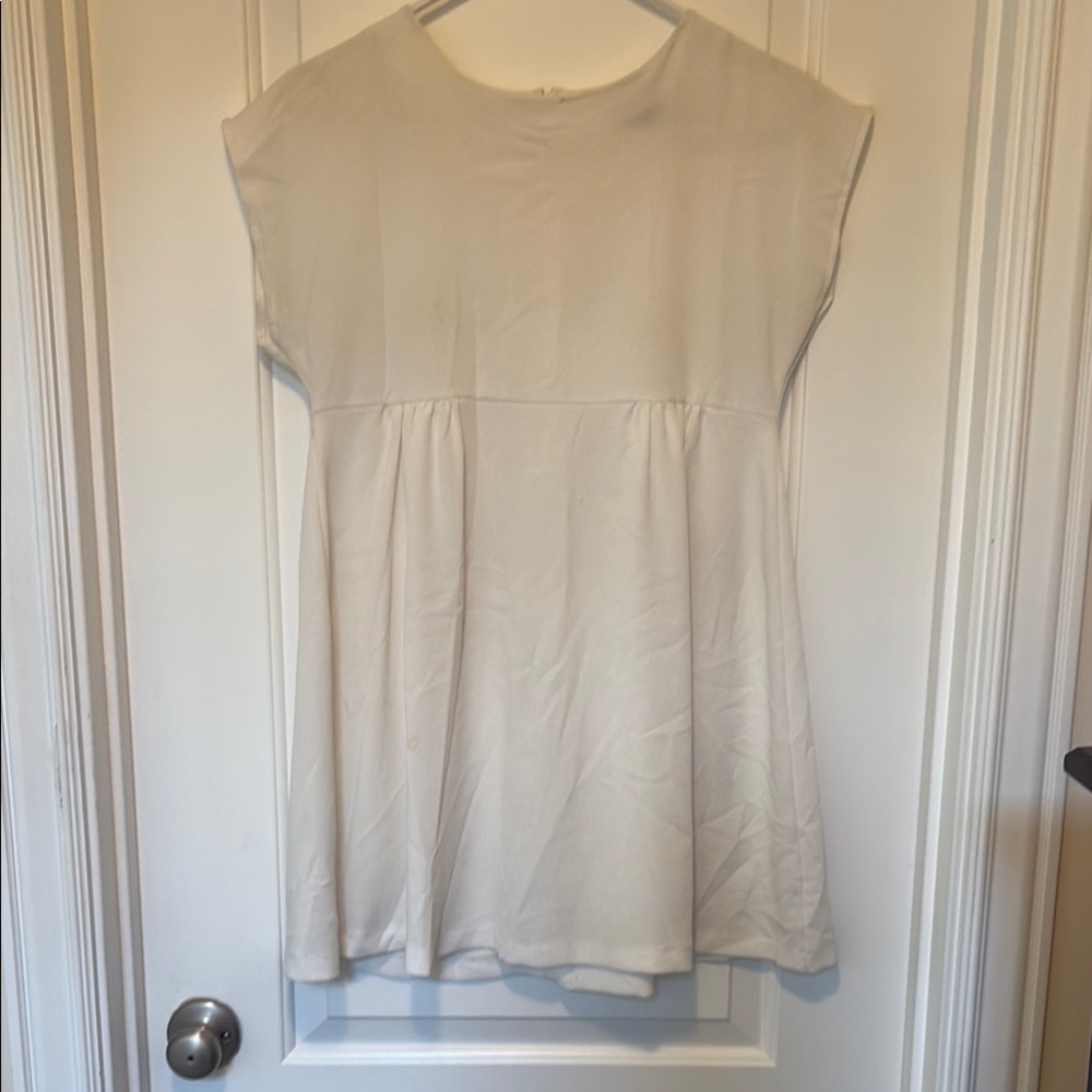 Audrey Cream A-line Mini Dress with Cap Dolman Sleeves